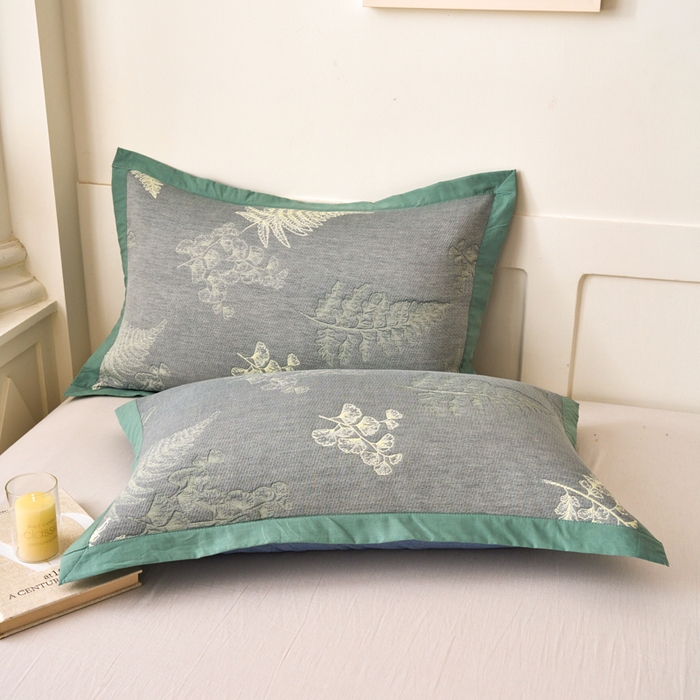 91家纺网 家纺一手货源 找家纺 棠薇家纺 2025新款三层纱布枕套单条装一对装枕头套加大加厚48*74cm枕芯套 轻纱曼舞绿