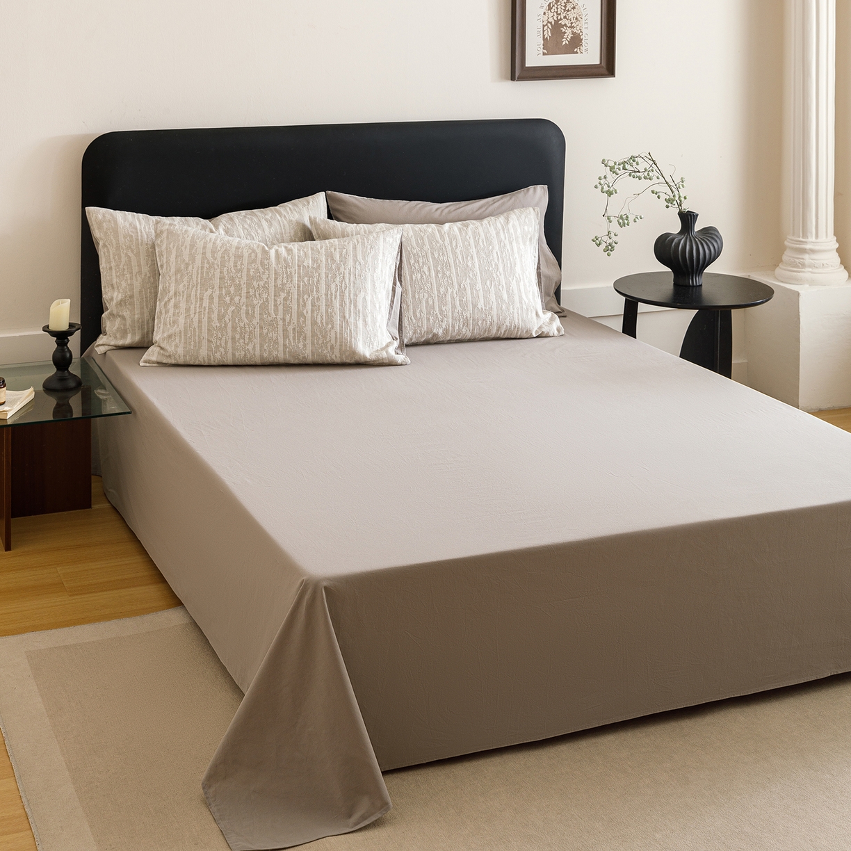 91家纺网 家纺一手货源 找家纺 春皖家纺 2026新款A类全棉双层纱AB版简约四件套 南坪