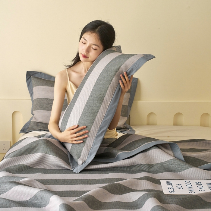 棠薇家纺 2025新款三层纱布枕套单条装一对装枕头套加大加厚48*74cm枕芯套 极简生活灰