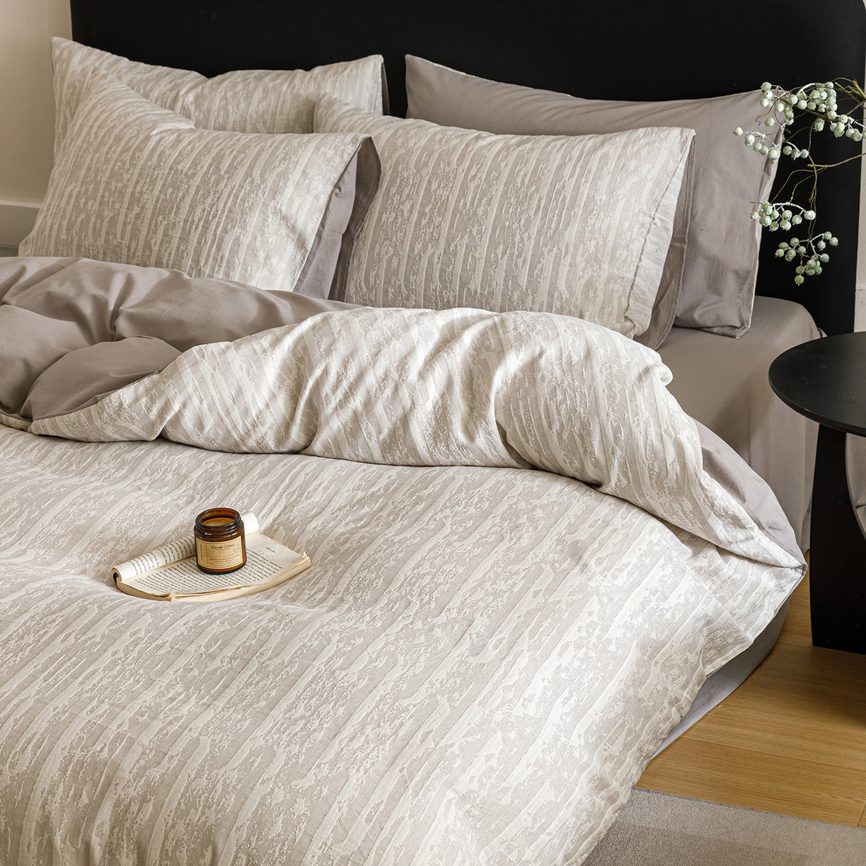 91家纺网 家纺一手货源 找家纺 春皖家纺 2026新款A类全棉双层纱AB版简约四件套 南坪