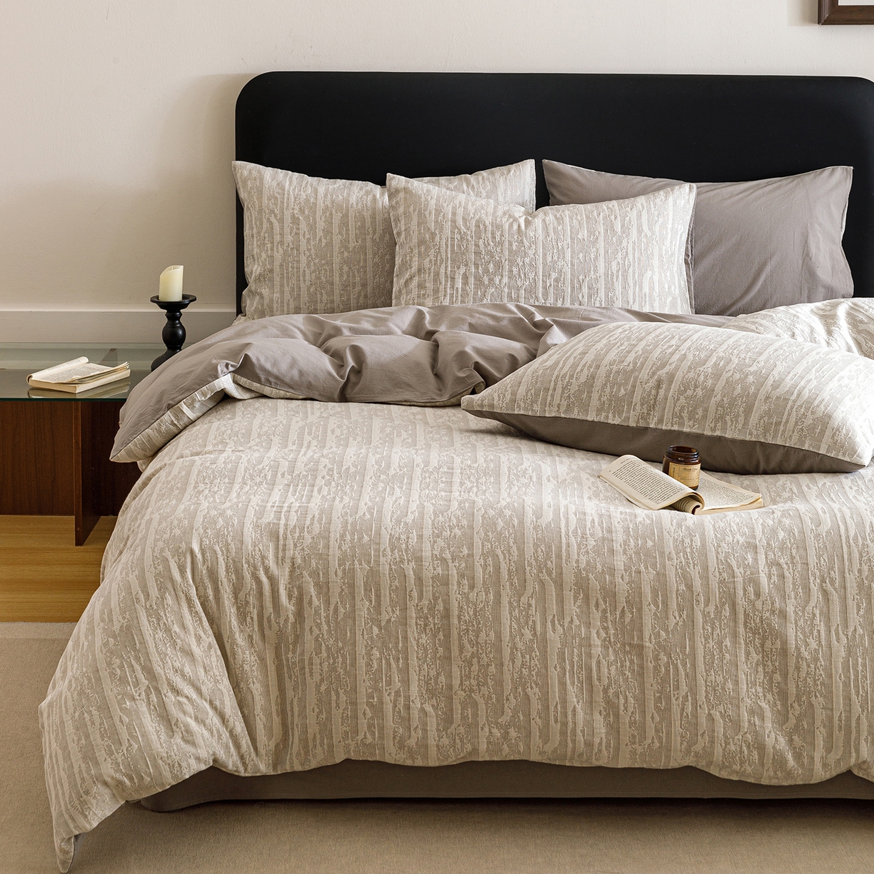 91家纺网 家纺一手货源 找家纺 春皖家纺 2026新款A类全棉双层纱AB版简约四件套 南坪