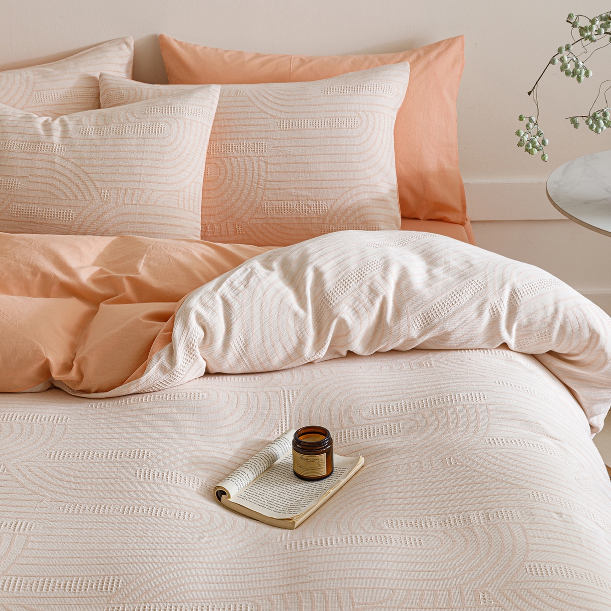 91家纺网 家纺一手货源 找家纺 春皖家纺 2026新款A类全棉双层纱AB版简约四件套 瑞拉-玉