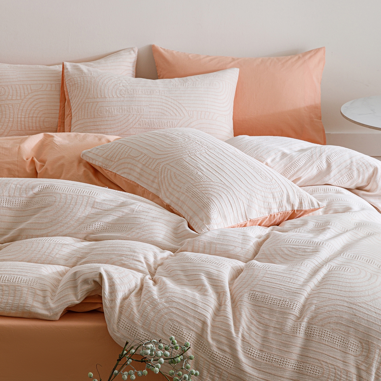 91家纺网 家纺一手货源 找家纺 春皖家纺 2026新款A类全棉双层纱AB版简约四件套 瑞拉-玉