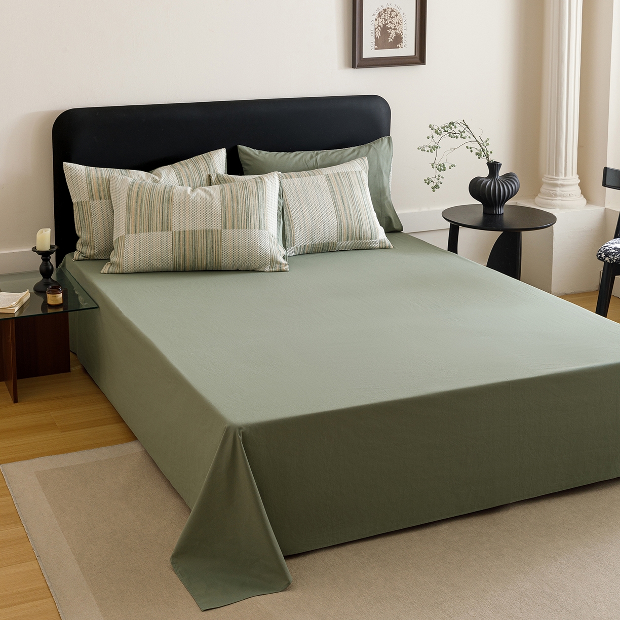 91家纺网 家纺一手货源 找家纺 春皖家纺 2026新款A类全棉双层纱AB版简约四件套 森屿