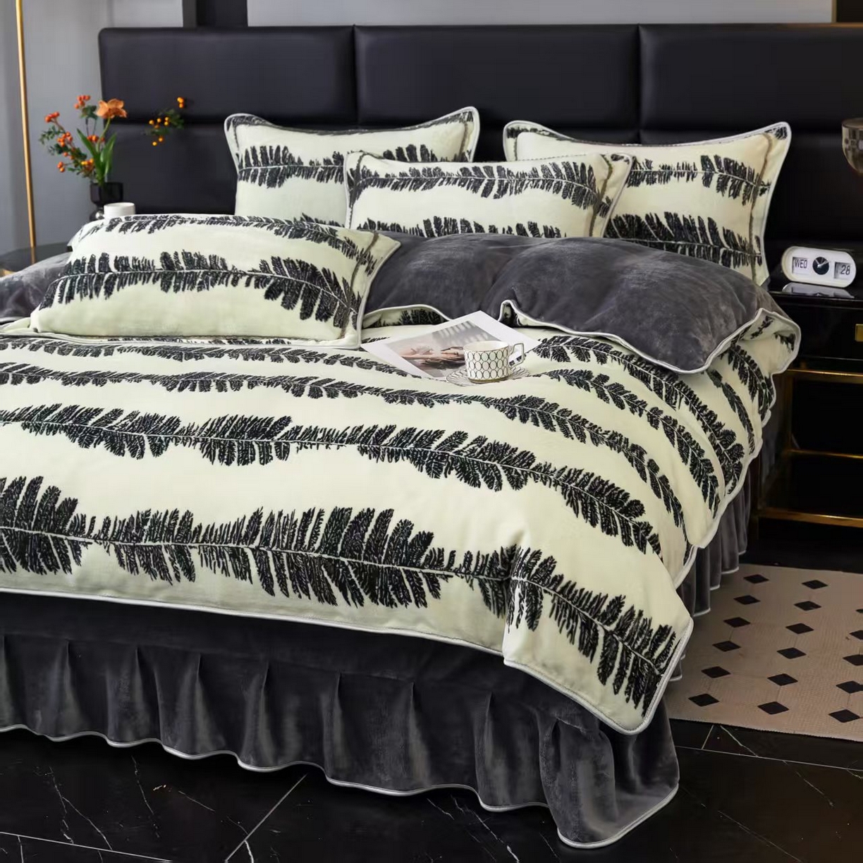 91家纺网 家纺一手货源 找家纺 总 凤杰 2025新款高克重7斤加厚印花牛奶绒金貂法莱绒四件套