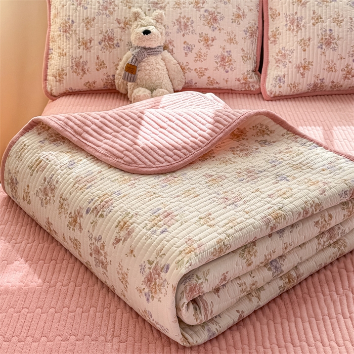 91家纺网 家纺一手货源 找家纺 （总）梦舒羽 2025新款水洗珍珠棉单件床裙双层纱床垫保护罩三件套