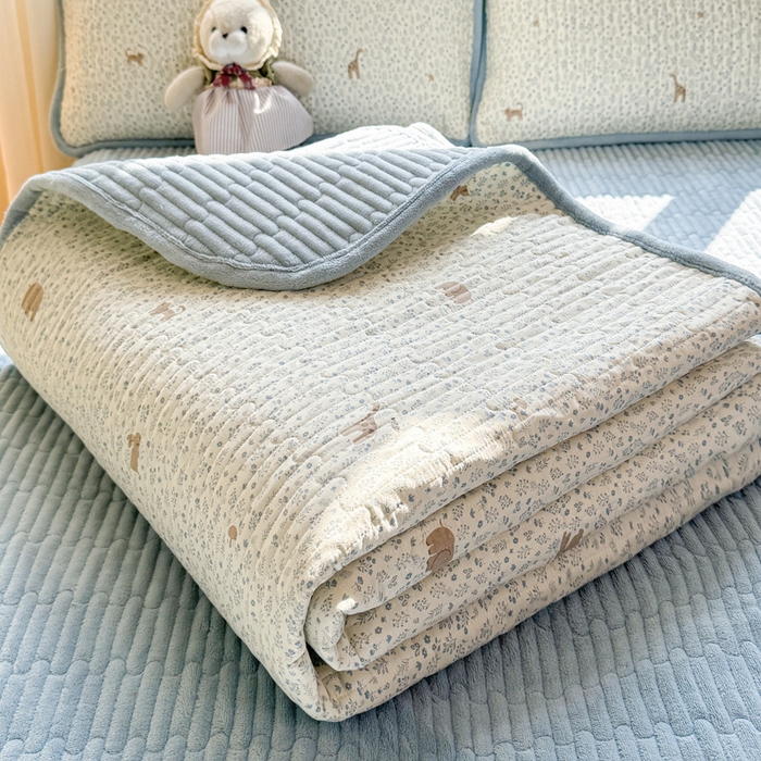 91家纺网 家纺一手货源 找家纺 （总）梦舒羽 2025新款A类云朵棉加牛奶绒双面夹棉床盖床垫保护套床垫保护罩三件套