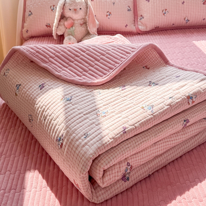 91家纺网 家纺一手货源 找家纺 （总）梦舒羽 2025新款A类云朵棉加牛奶绒双面夹棉床盖床垫保护套床垫保护罩三件套