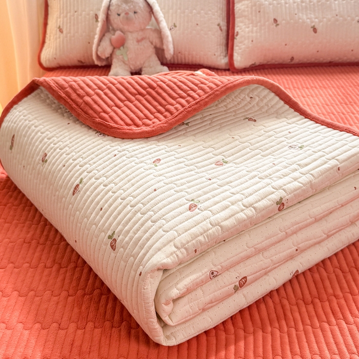 91家纺网 家纺一手货源 找家纺 （总）梦舒羽 2025新款A类云朵棉加牛奶绒双面夹棉床盖床垫保护套床垫保护罩三件套