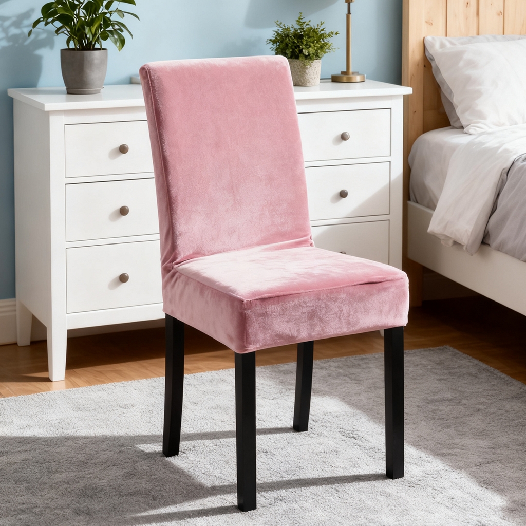 壹零特色家纺 2025新款银狐绒一体椅子套 玉粉 均码