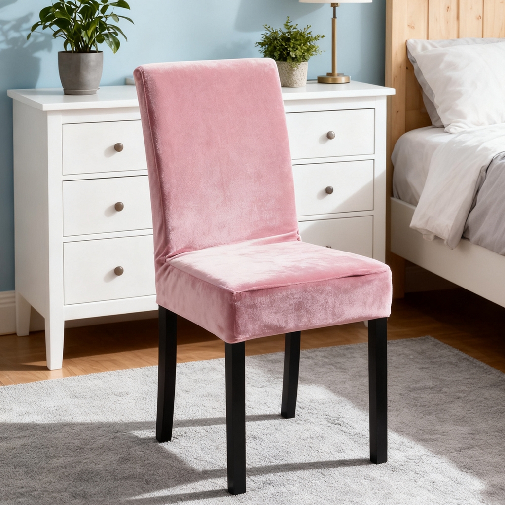 91家纺网 家纺一手货源 找家纺 壹零特色家纺 2025新款银狐绒一体椅子套 玉粉 均码