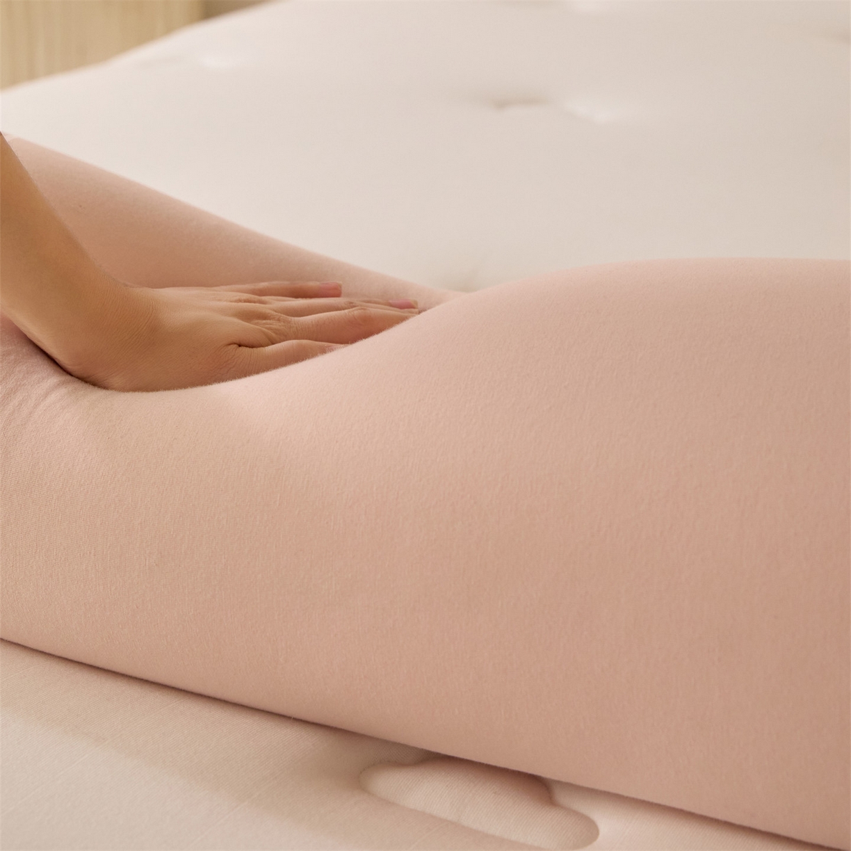 91家纺网 家纺一手货源 找家纺 （总）头等舱 2025全棉氨纶针织A类孕妇 护腰 侧睡 靠垫 安抚枕 抱抱 夹腿多功能枕(空镜图）配包装