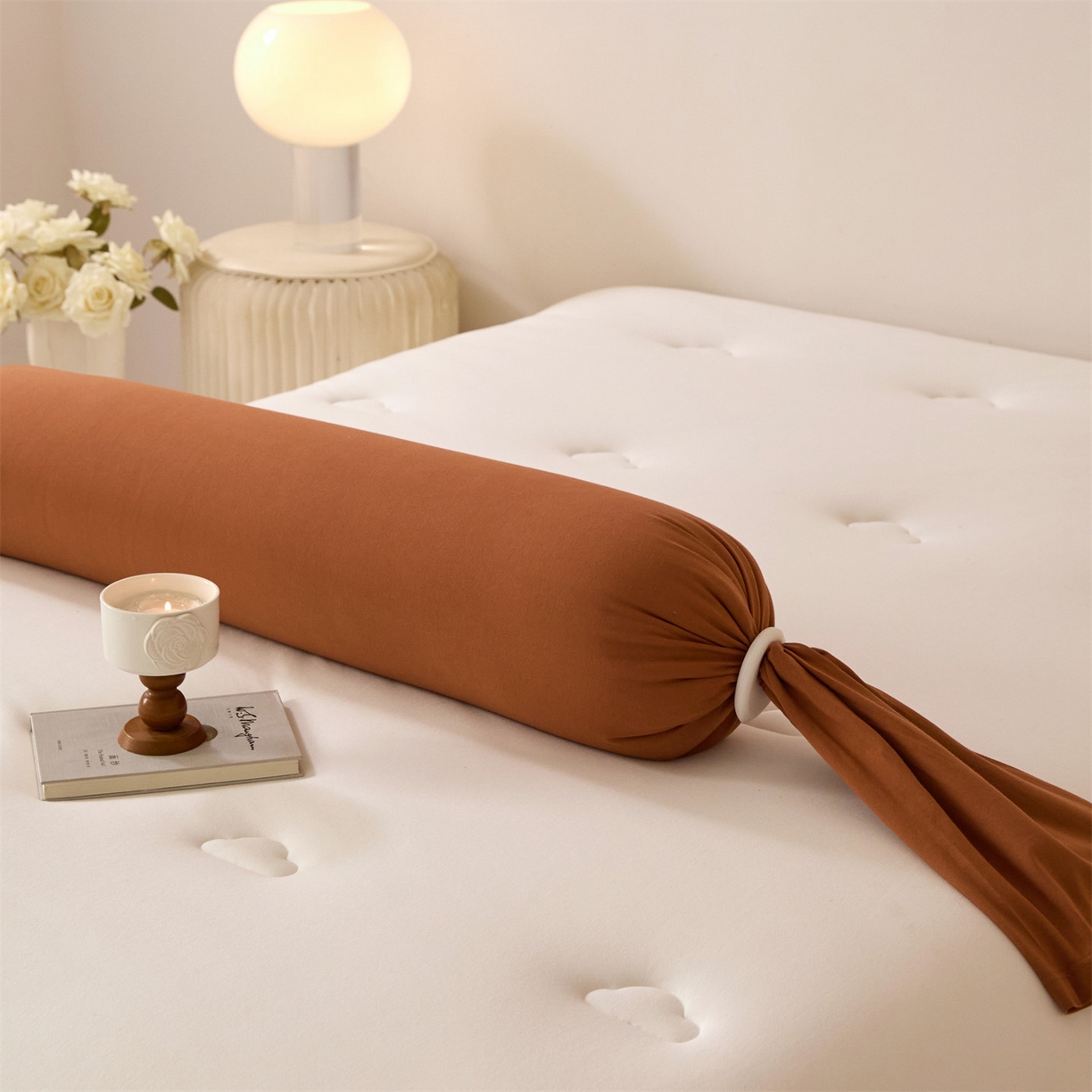 91家纺网 家纺一手货源 找家纺 头等舱 2025全棉氨纶针织A类孕妇 护腰 侧睡 靠垫 安抚枕 抱抱 夹腿多功能枕(空镜图）配包装 焦糖