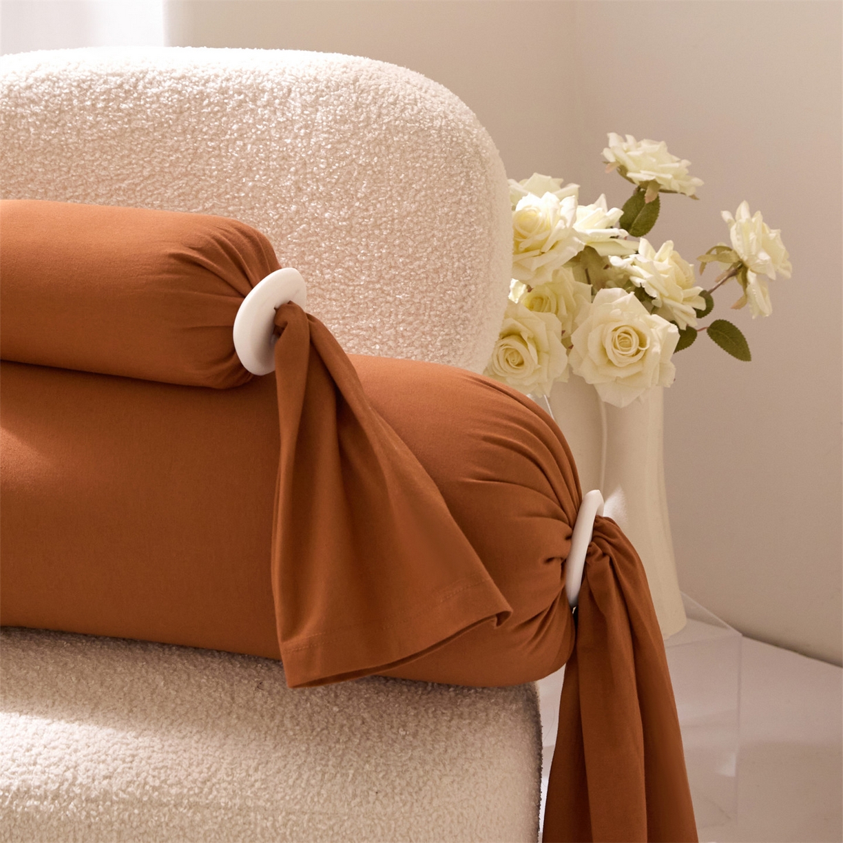 91家纺网 家纺一手货源 找家纺 头等舱 2025全棉氨纶针织A类孕妇 护腰 侧睡 靠垫 安抚枕 抱抱 夹腿多功能枕(空镜图）配包装 焦糖