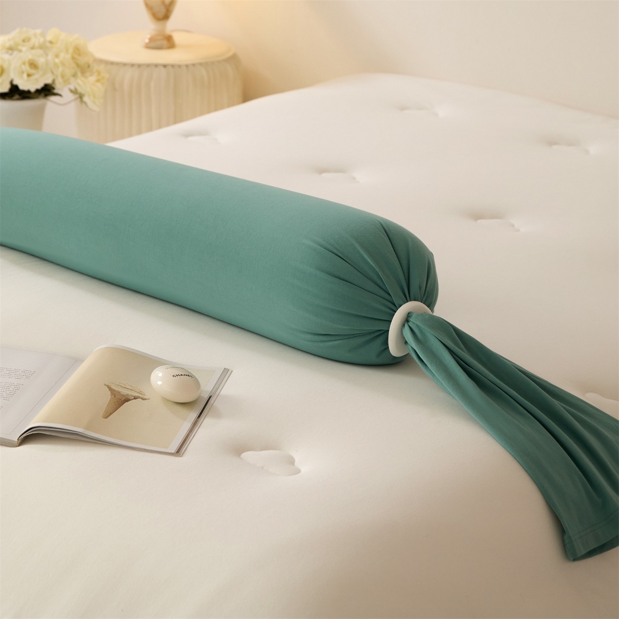 91家纺网 家纺一手货源 找家纺 头等舱 2025全棉氨纶针织A类孕妇 护腰 侧睡 靠垫 安抚枕 抱抱 夹腿多功能枕(空镜图）配包装 天青