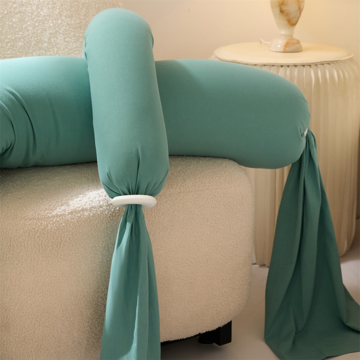 91家纺网 家纺一手货源 找家纺 头等舱 2025全棉氨纶针织A类孕妇 护腰 侧睡 靠垫 安抚枕 抱抱 夹腿多功能枕(空镜图）配包装 天青