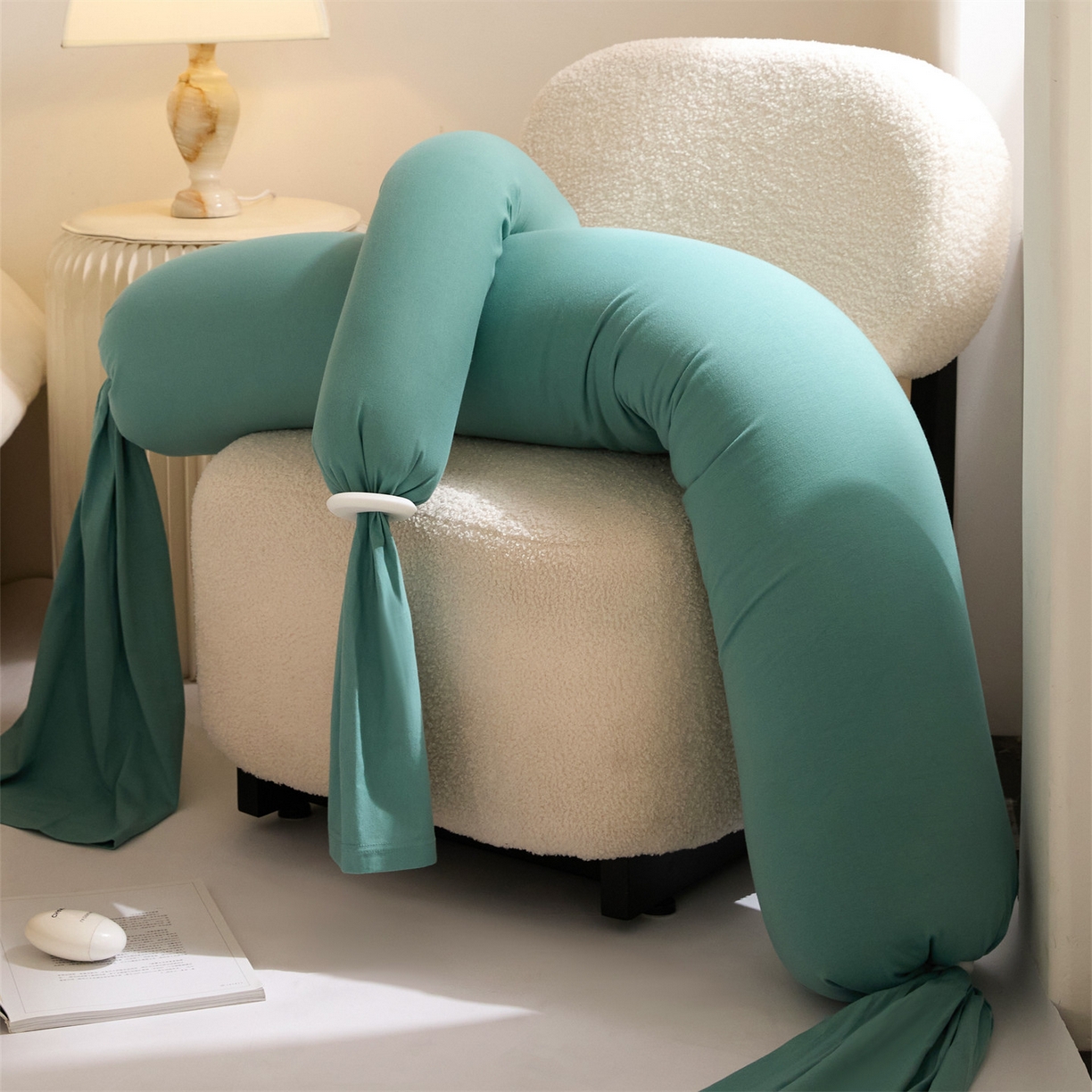 91家纺网 家纺一手货源 找家纺 头等舱 2025全棉氨纶针织A类孕妇 护腰 侧睡 靠垫 安抚枕 抱抱 夹腿多功能枕(空镜图）配包装 天青