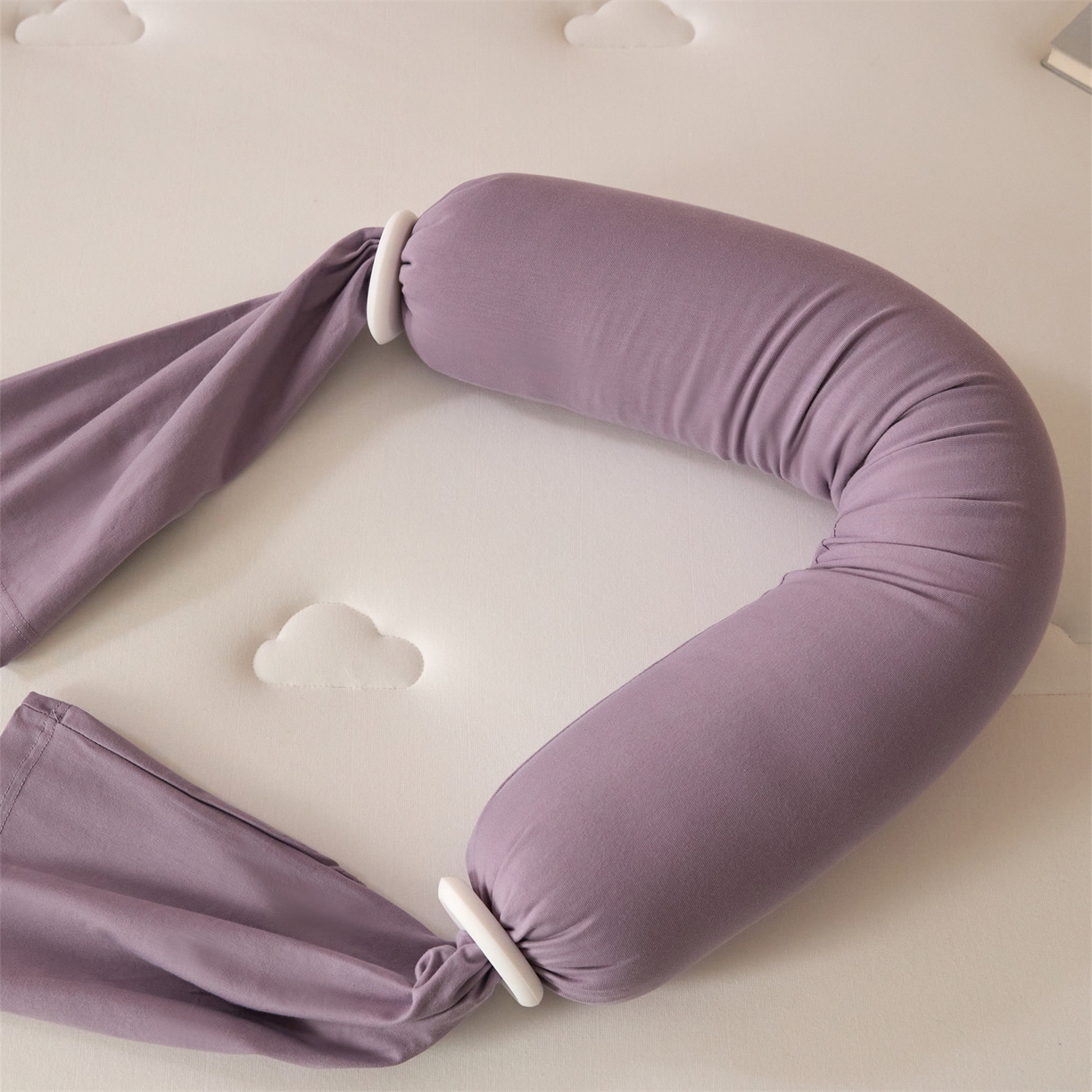 头等舱 2025全棉氨纶针织A类孕妇 护腰 侧睡 靠垫 安抚枕 抱抱 夹腿多功能枕(空镜图）配包装 紫浦