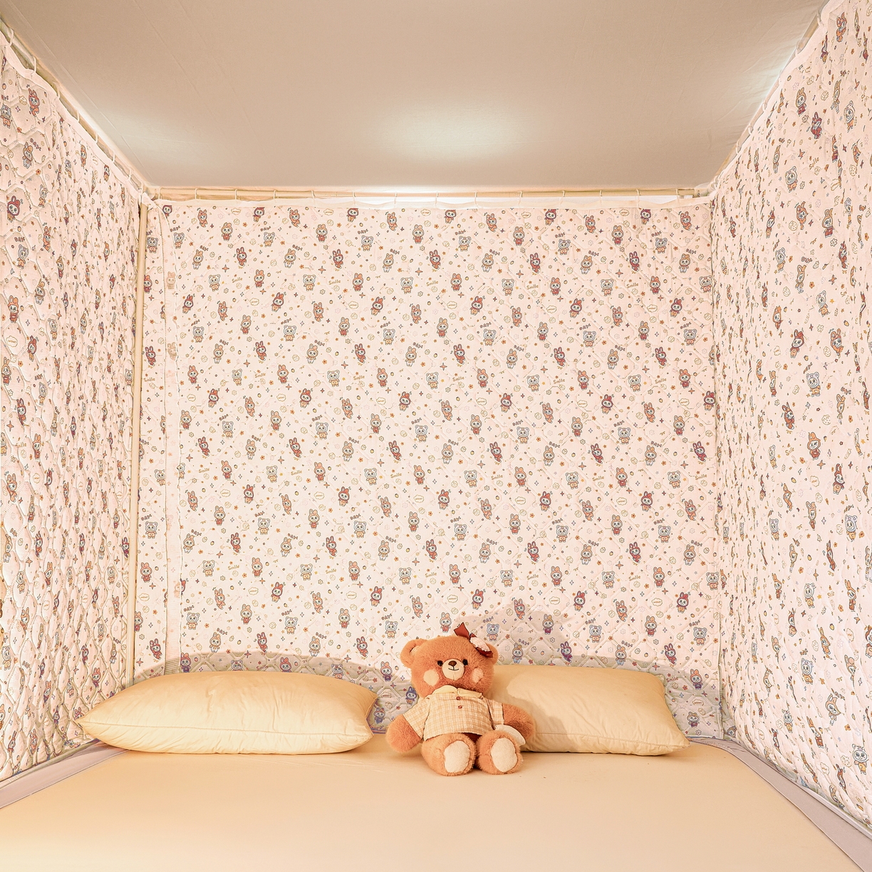 91家纺网 家纺一手货源 找家纺 夏彩 2025新款五面保暖亲肤面料坐床拉链四季款蚊帐-88632 拉贝贝