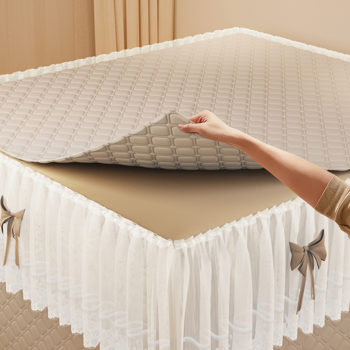 91家纺网 家纺一手货源 找家纺 （总）夏彩 2025新款五面保暖坐床拉链四季款蚊帐-88631