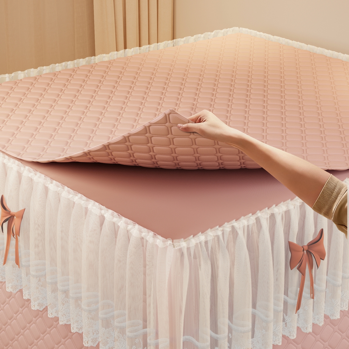 91家纺网 家纺一手货源 找家纺 （总）夏彩 2025新款五面保暖坐床拉链四季款蚊帐-88631