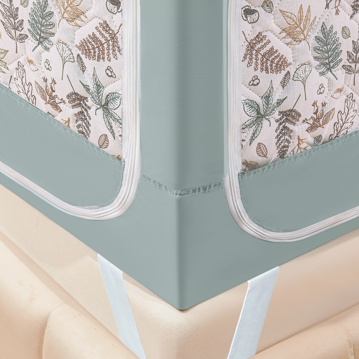 91家纺网 家纺一手货源 找家纺 （总）夏彩 2025新款五面保暖坐床拉链四季款蚊帐-88631