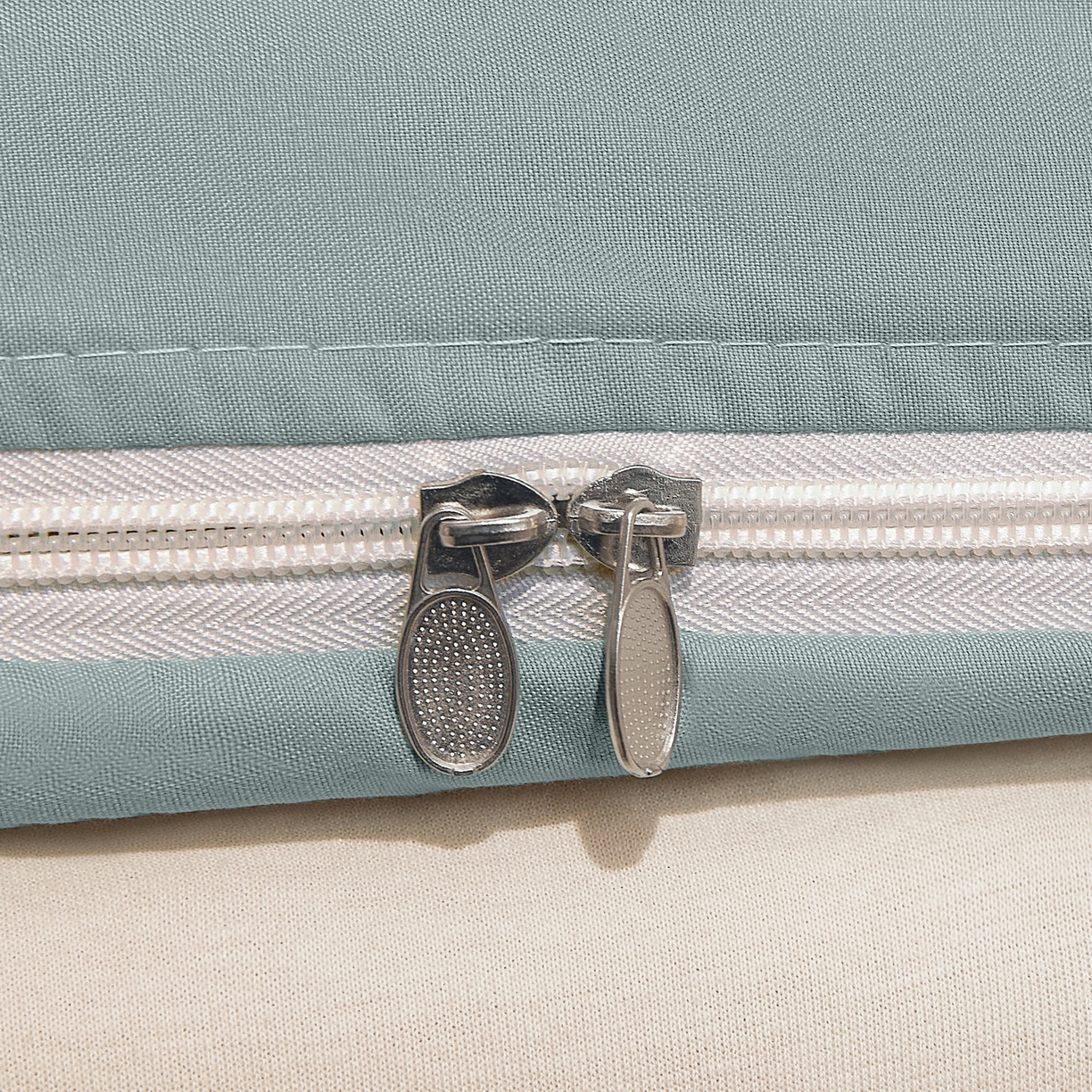 91家纺网 家纺一手货源 找家纺 夏彩 2025新款五面保暖坐床拉链四季款蚊帐-88631 绿雅灰