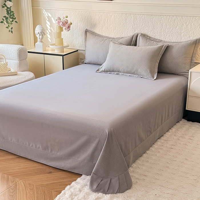 91家纺网 家纺一手货源 找家纺 木易 2026新款全棉磨毛印花四件套 邦尼 灰