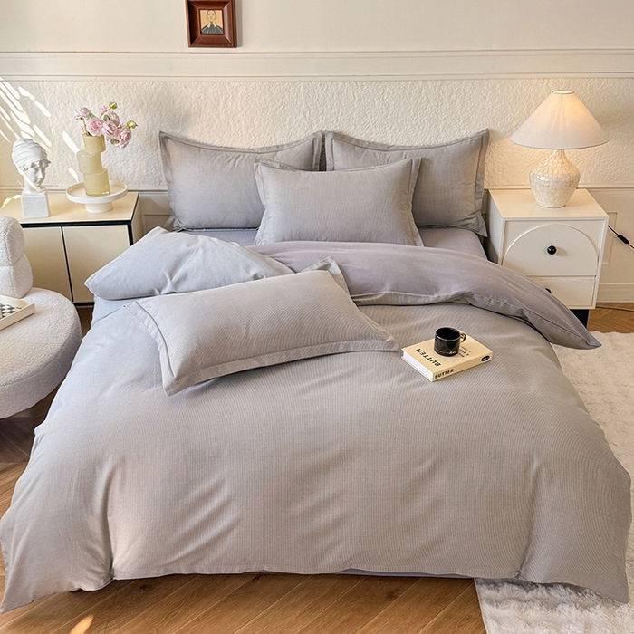 91家纺网 家纺一手货源 找家纺 木易 2026新款全棉磨毛印花四件套 邦尼 灰,邦尼 灰