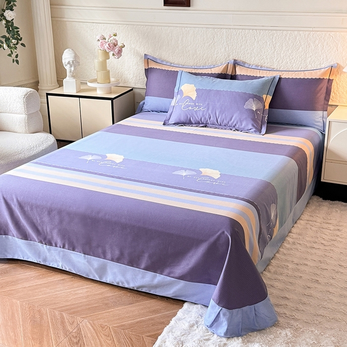 91家纺网 家纺一手货源 找家纺 木易家居 2026新款全棉磨毛印花四件套 若雨千叶