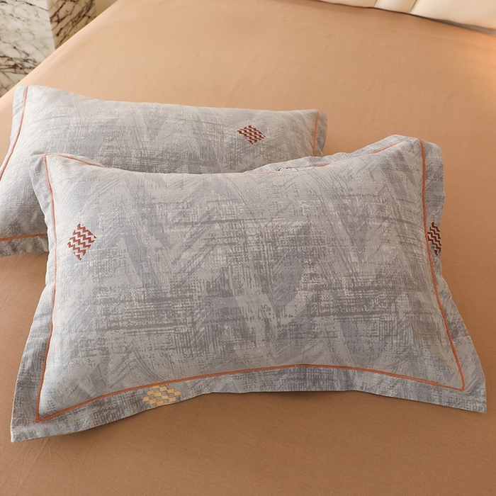 91家纺网 家纺一手货源 找家纺 木易家居 2026新款全棉磨毛印花四件套 哈伦-灰