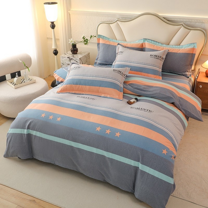 91家纺网 家纺一手货源 找家纺 木易家居 2026新款全棉磨毛印花四件套 幻真