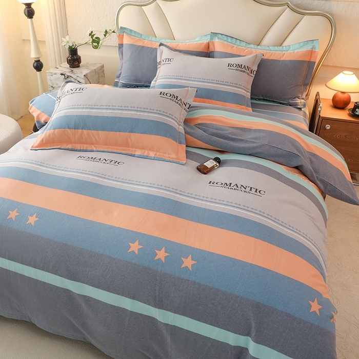 91家纺网 家纺一手货源 找家纺 木易家居 2026新款全棉磨毛印花四件套 幻真