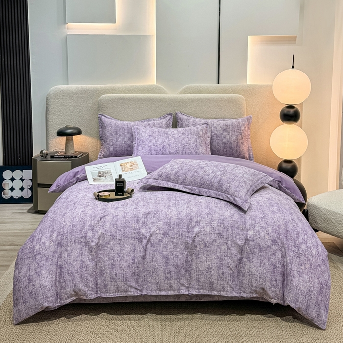 木易家居2026新款全棉磨毛印花四件套 嘉百丽紫
