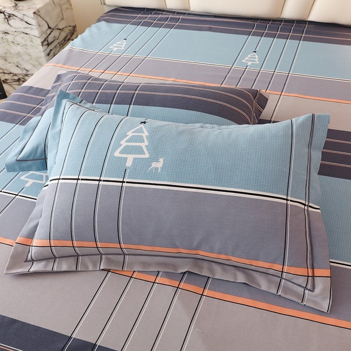 91家纺网 家纺一手货源 找家纺 木易家居 2026新款全棉磨毛印花四件套 蓝色迷蒙