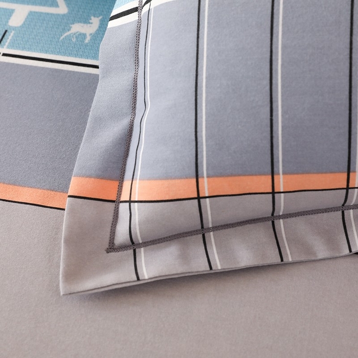 91家纺网 家纺一手货源 找家纺 木易家居 2026新款全棉磨毛印花四件套 蓝色迷蒙