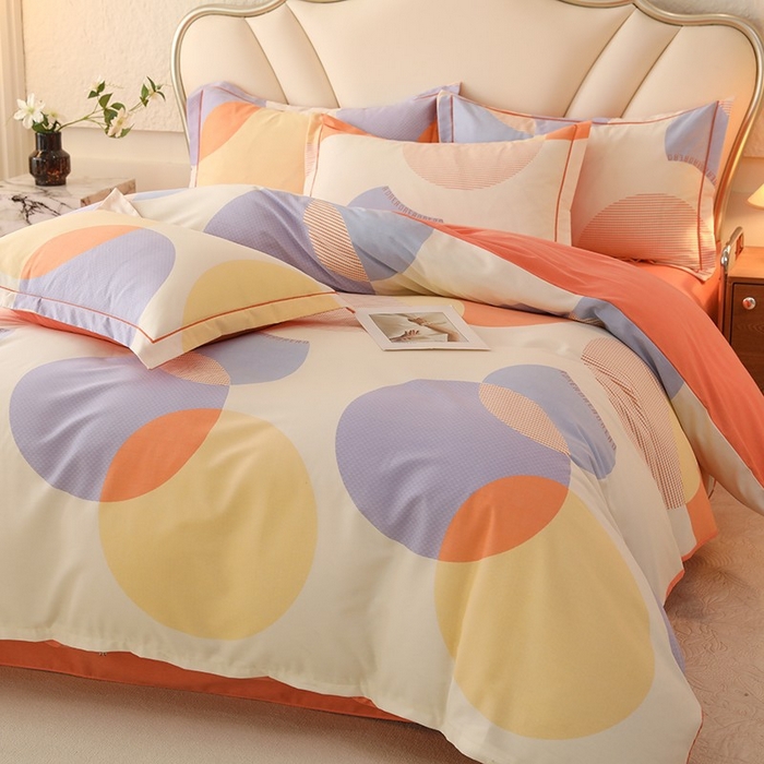 91家纺网 家纺一手货源 找家纺 木易家居 2026新款全棉磨毛印花四件套 琉璃