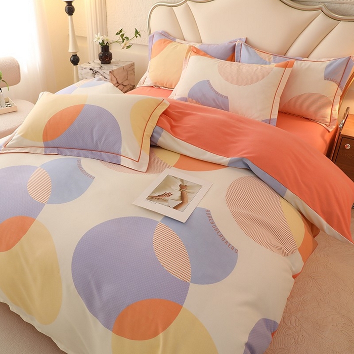 91家纺网 家纺一手货源 找家纺 木易家居 2026新款全棉磨毛印花四件套 琉璃