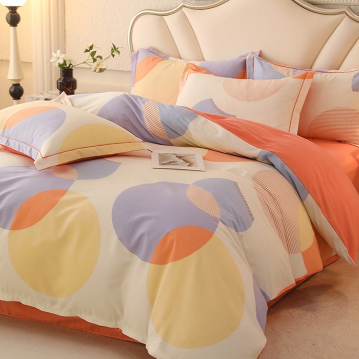 91家纺网 家纺一手货源 找家纺 木易家居 2026新款全棉磨毛印花四件套 琉璃