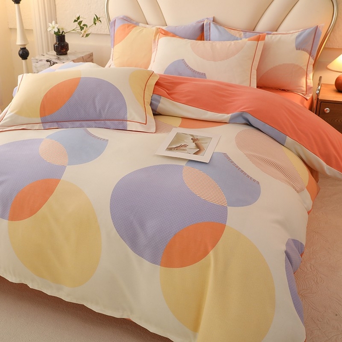 91家纺网 家纺一手货源 找家纺 木易家居 2026新款全棉磨毛印花四件套 琉璃