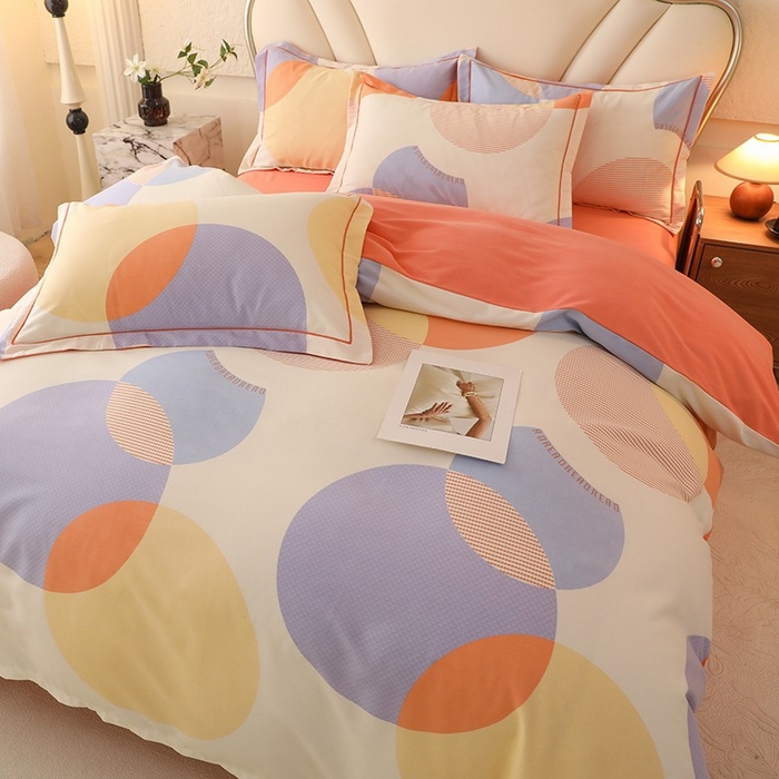 91家纺网 家纺一手货源 找家纺 木易家居 2026新款全棉磨毛印花四件套 琉璃