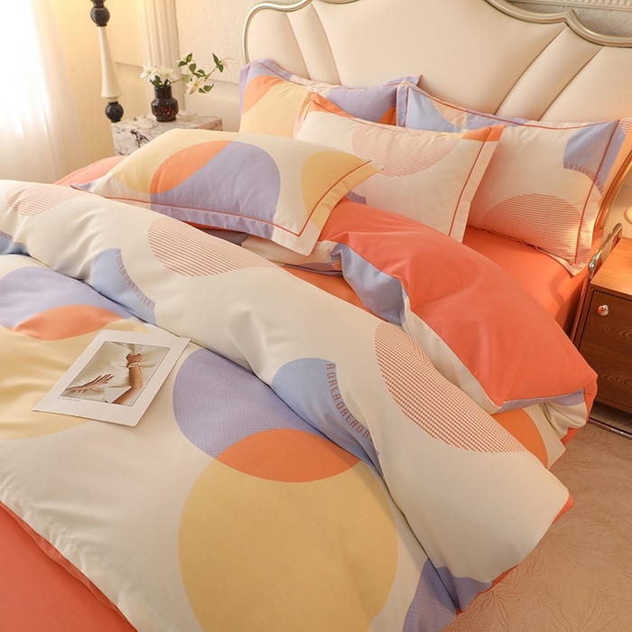 91家纺网 家纺一手货源 找家纺 木易家居 2026新款全棉磨毛印花四件套 琉璃