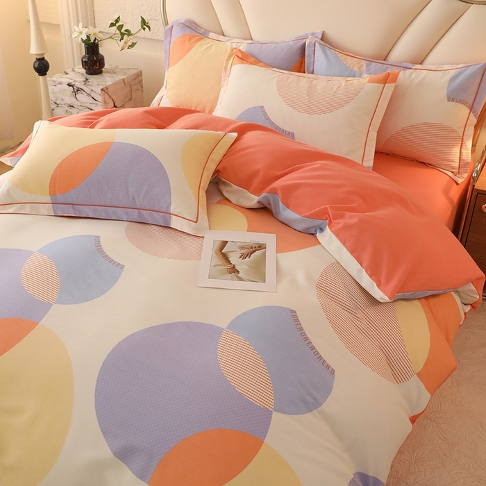 91家纺网 家纺一手货源 找家纺 木易家居 2026新款全棉磨毛印花四件套 琉璃