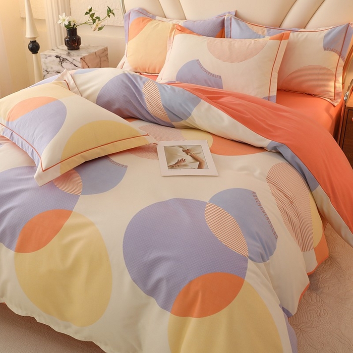 91家纺网 家纺一手货源 找家纺 木易家居 2026新款全棉磨毛印花四件套 琉璃