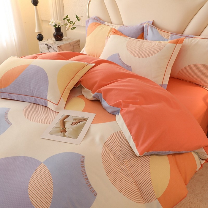 91家纺网 家纺一手货源 找家纺 木易家居 2026新款全棉磨毛印花四件套 琉璃