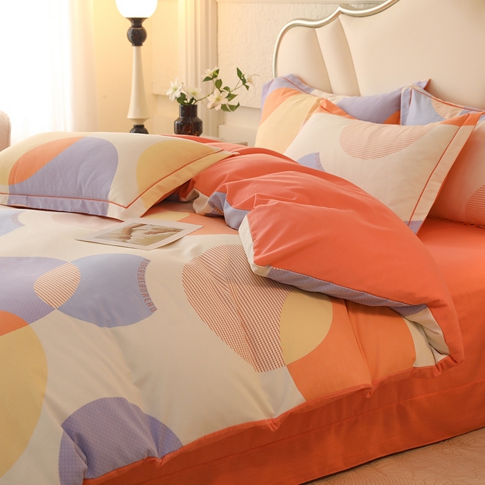 91家纺网 家纺一手货源 找家纺 木易家居 2026新款全棉磨毛印花四件套 琉璃