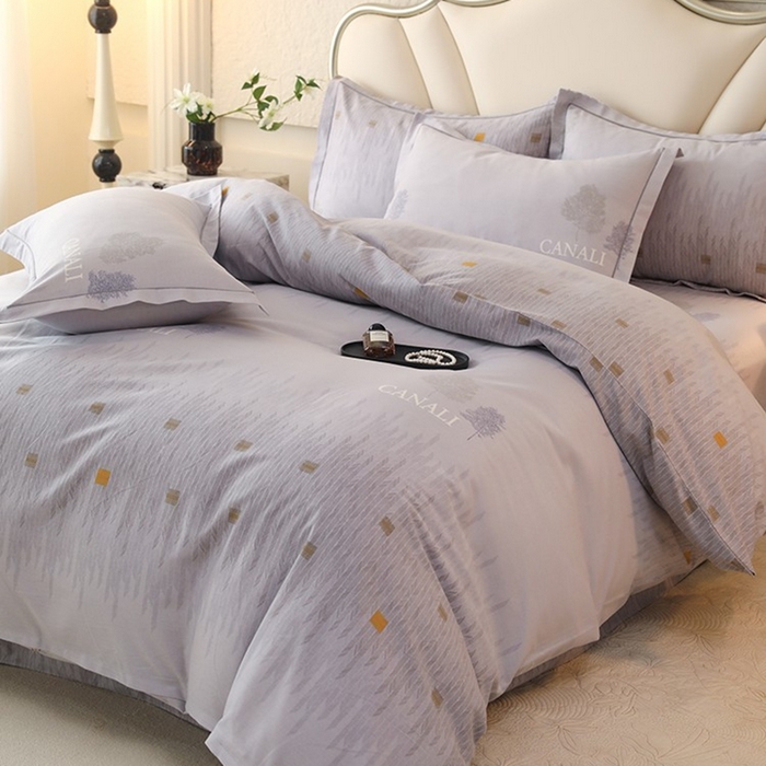 91家纺网 家纺一手货源 找家纺 木易家居 2026新款全棉磨毛印花四件套 米娅-灰