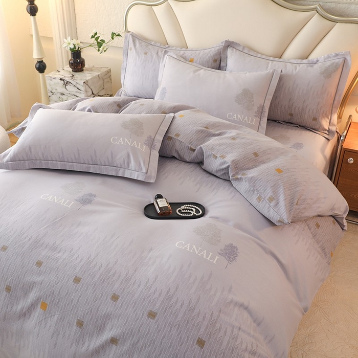 91家纺网 家纺一手货源 找家纺 木易家居 2026新款全棉磨毛印花四件套 米娅-灰