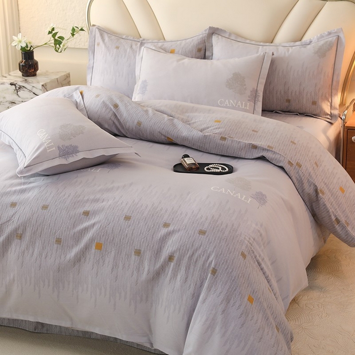 91家纺网 家纺一手货源 找家纺 木易家居 2026新款全棉磨毛印花四件套 米娅-灰