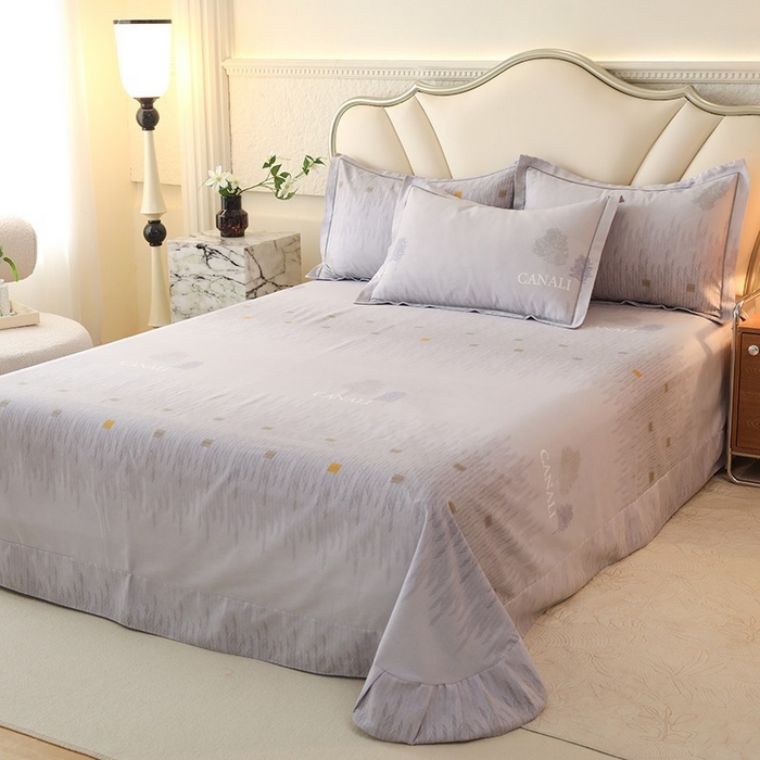 91家纺网 家纺一手货源 找家纺 木易家居 2026新款全棉磨毛印花四件套 米娅-灰